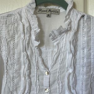 Sundance white cotton ruffle shirt